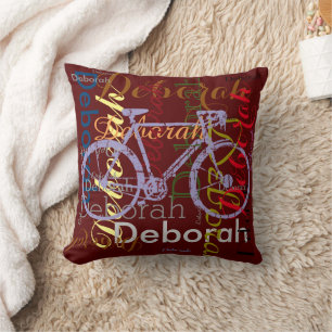 Cojín Decorativo bicicleta con nombre con patrón personalizado