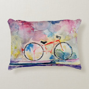 Cojín Decorativo Bicicleta de acuarela