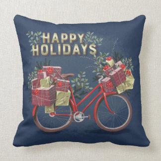 Cojín Decorativo Bicicleta de Navidades rojos con regalos