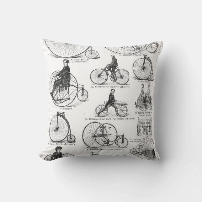 Cojín Decorativo Bicicleta de rueda alta Penny Farthing (Anverso)