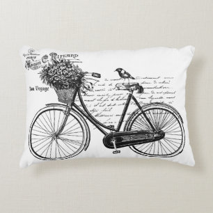 Cojín Decorativo Bicicleta del vintage, pájaro, flores, París