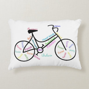 Cojín Decorativo Bicicleta, deportes de bicicleta, palabras y banda