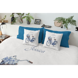 Cojín Decorativo Bicicleta en el personalizable azul Delft