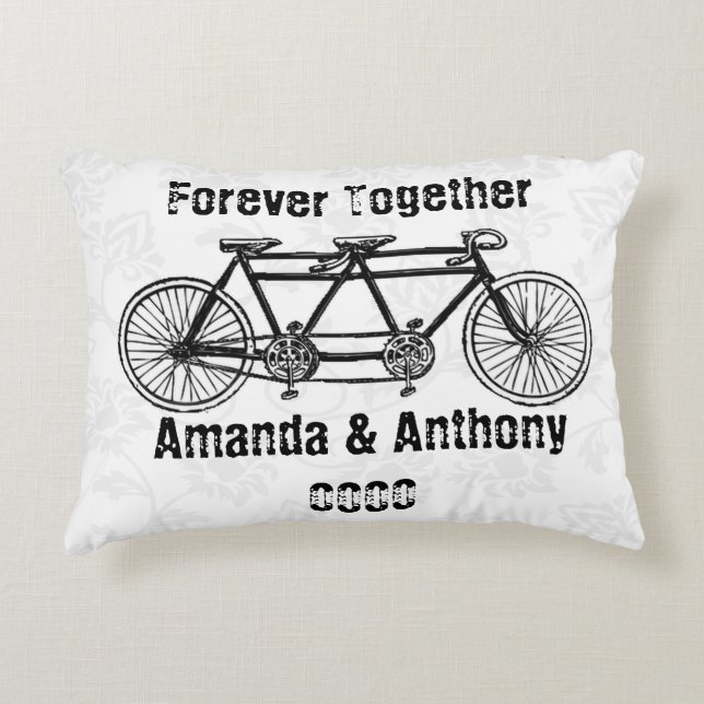 Cojín Decorativo Bicicleta en tándem, para siempre junto, AMOR y (Anverso)