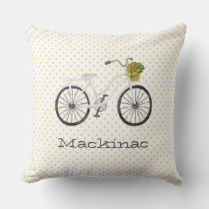 Cojín Decorativo Bicicleta Familia Reunión Año Flores Mackinac Dive