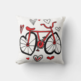 Cojín Decorativo Bicicleta roja caprichosa de la tarjeta del día de