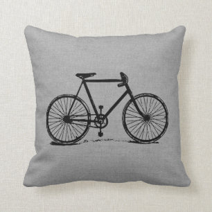Cojín Decorativo Bicicleta Rústica Gris Vintage