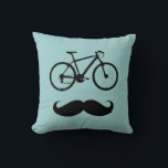 Cojín Decorativo bicicleta ~ stache<br><div class="desc">Un ilustracion negro de estilo pop gráfico de una bicicleta con bigote</div>