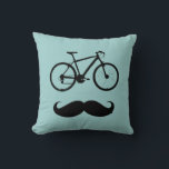 Cojín Decorativo bicicleta ~ stache<br><div class="desc">Un ilustracion negro de estilo pop gráfico de una bicicleta con bigote</div>