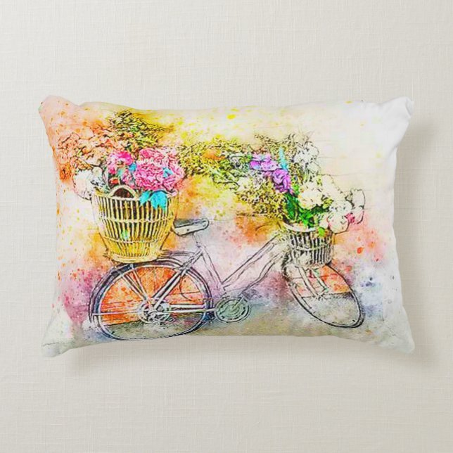 Cojín Decorativo Bicicleta y flores (Anverso)