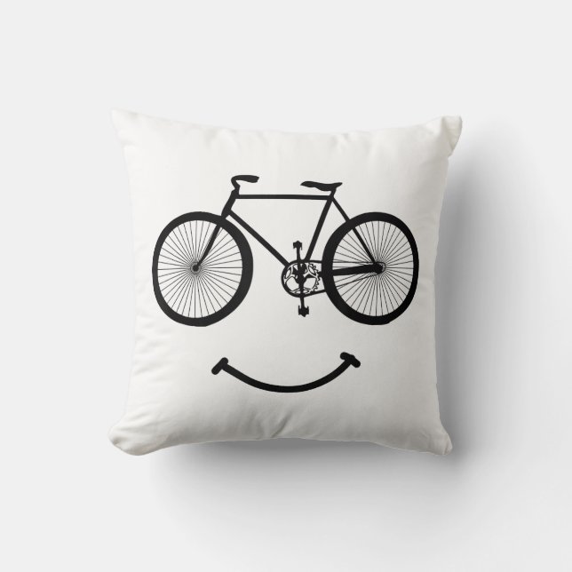 Cojín Decorativo Bicicleta y sonrisa camiseta ciclismo Tee Shirt Bl (Anverso)