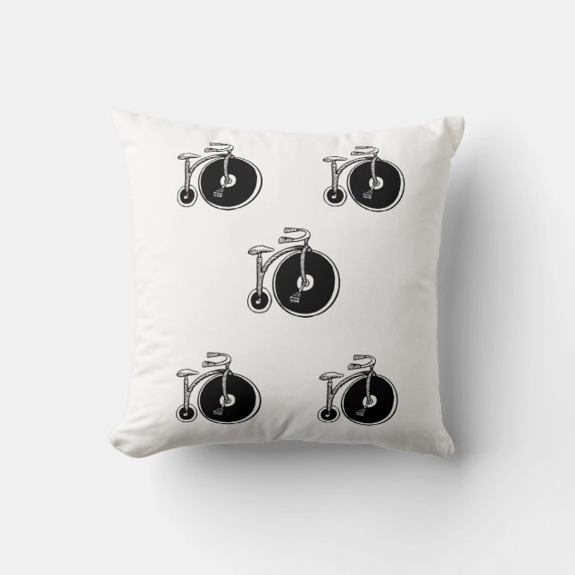 Cojín decorativo Bicicletas en blanco y negro Vict (Anverso)