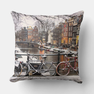 Cojín Decorativo Bicicletas en la nieve en Amsterdam