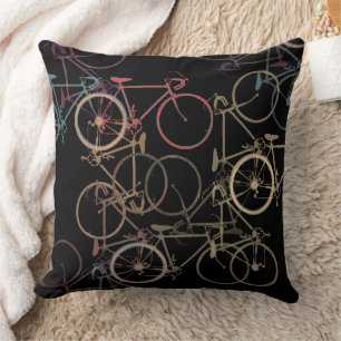 Cojín Decorativo Bicicletas Gráficas Superpuestas Geniales Negras