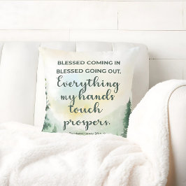 Cojín Decorativo Bienaventurada al salir, acuarela verde