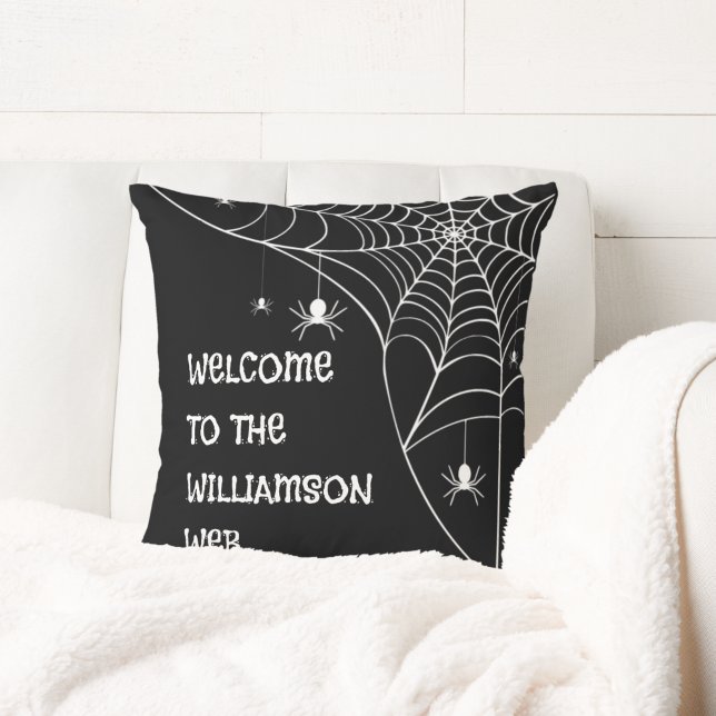 Cojín Decorativo Bienvenida a la Web de Halloween Spider (Subido por el creador)