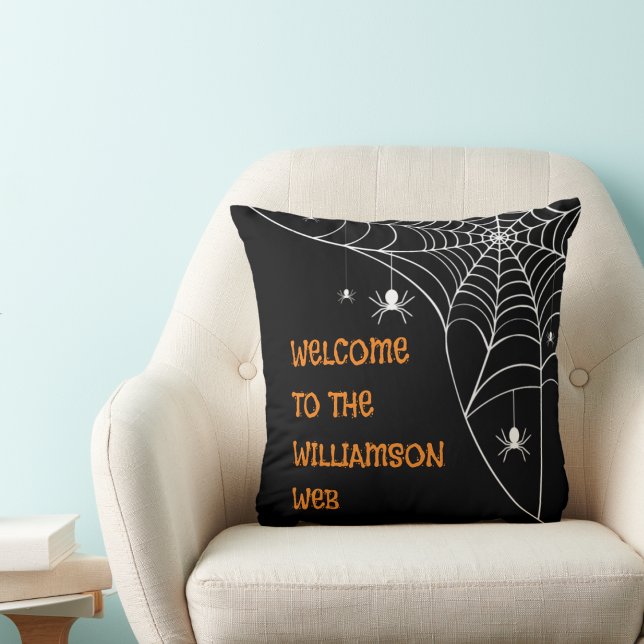 Cojín Decorativo Bienvenida a la Web de Halloween Spider (Subido por el creador)