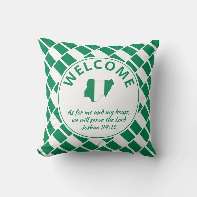 Cojín Decorativo Bienvenida al personalizado Christian NIGERIA (Anverso)