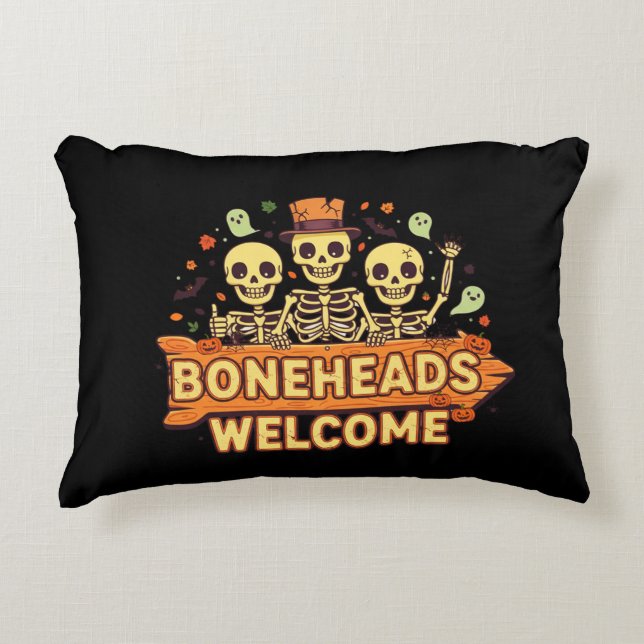 Cojín Decorativo Bienvenida de Boneheads (Anverso)