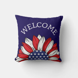 Cojín Decorativo Bienvenida de girasoles patrióticos