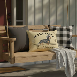 Cojín Decorativo Bienvenida de la familia Longhair Dachshund Person