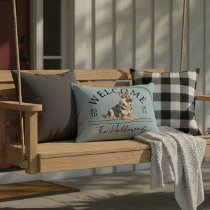 Cojín Decorativo Bienvenida del nombre de familia del Personalizado