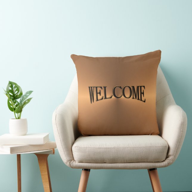 Cojín Decorativo Bienvenida del resplandeciente de cobre (Silla)
