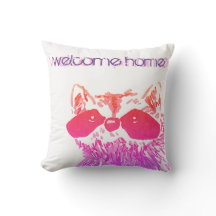 Bienvenida Hogar Woodland Pink Raccoon
