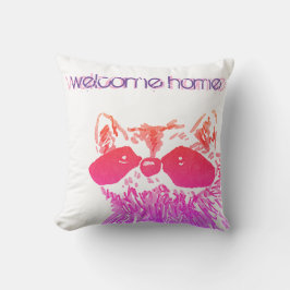 Cojín Decorativo Bienvenida Hogar Woodland Pink Raccoon
