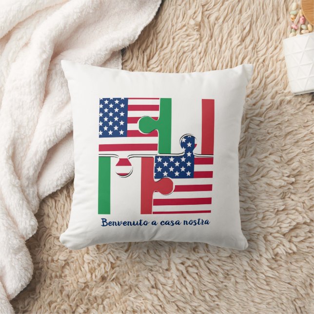Cojín Decorativo BIENVENIDA Italiana Americana (Manta)