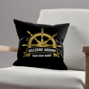 Cojín Decorativo Bienvenida personalizada a bordo Rueda de barco ná