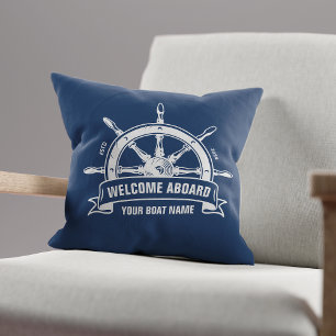 Cojín Decorativo Bienvenida Personalizada a Bordo Rueda de Barco Ná