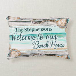 Cojín Decorativo Bienvenida personalizada a nuestra Casa de Playa