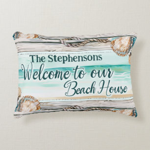 Cojín Decorativo Bienvenida personalizada a nuestra Casa de Playa