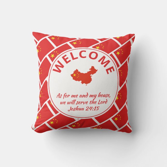 Cojín Decorativo Bienvenida personalizado Christian CHINA (Anverso)