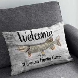 Cojín Decorativo Bienvenida Pescado Familia Nombre Casa Alquiler