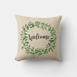 Cojín Decorativo Bienvenida Wreath Pintura Beige Pillow