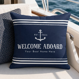 Cojín Decorativo Bienvenido a bordo de barco de rayas azules person