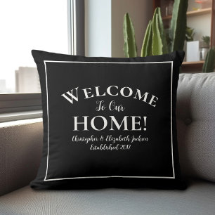 Cojín Decorativo Bienvenido a Casa Personalizado Caligrafía Chic en