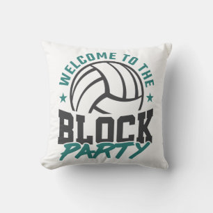 Cojín Decorativo Bienvenido a la fiesta de bloqueo de voleibol de b