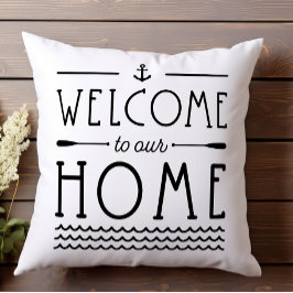 Cojín Decorativo Bienvenido a Nuestra Casa Lago Casa Náutica