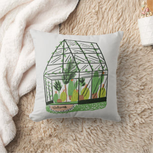 Cojín Decorativo Bienvenido Arte de Plantas de Cactus Botánicos Cas