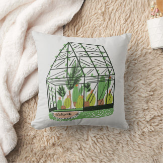 Cojín Decorativo Bienvenido Arte de Plantas de Cactus Botánicos Cas