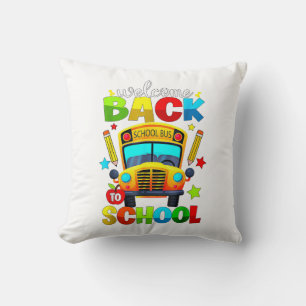 Cojín Decorativo Bienvenido de nuevo al autobús escolar 1er día de