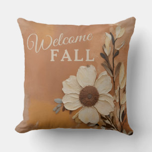 Cojín Decorativo Bienvenido decoración de otoño Floral naranja quem