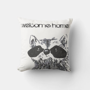 Cojín Decorativo Bienvenidos a Casa Woodland Animal Raccoon