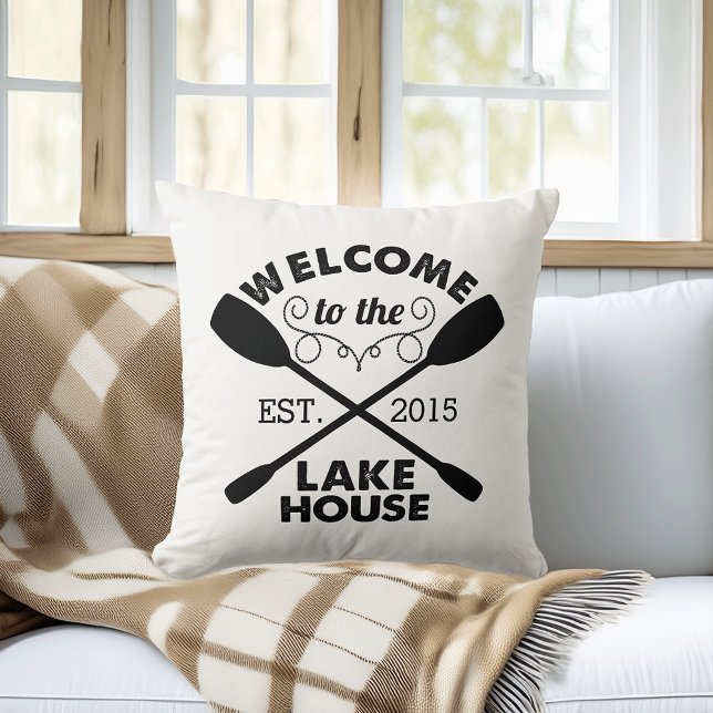 Cojín Decorativo Bienvenidos a las remeras rústicas Lake House (Subido por el creador)