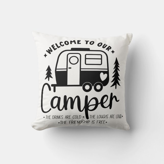 Cojín Decorativo Bienvenidos A Nuestro Camper (Anverso)