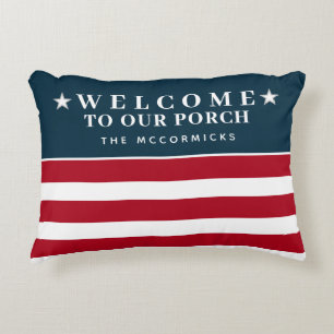 Cojín Decorativo Bienvenidos A Nuestro Monograma De La Familia Porc