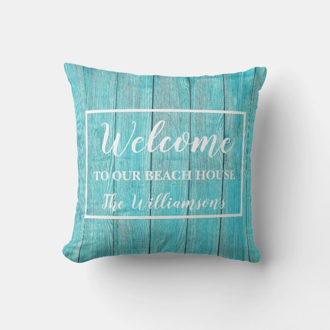 Cojín Decorativo Bienvenidos A Nuestro Personalizado De Beach House (Anverso)